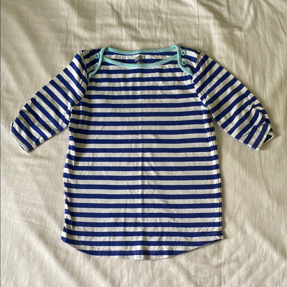 Crazy 8 Blue and White Striped 3/4 Length 100% Cotton Shirt Size L (10-12)